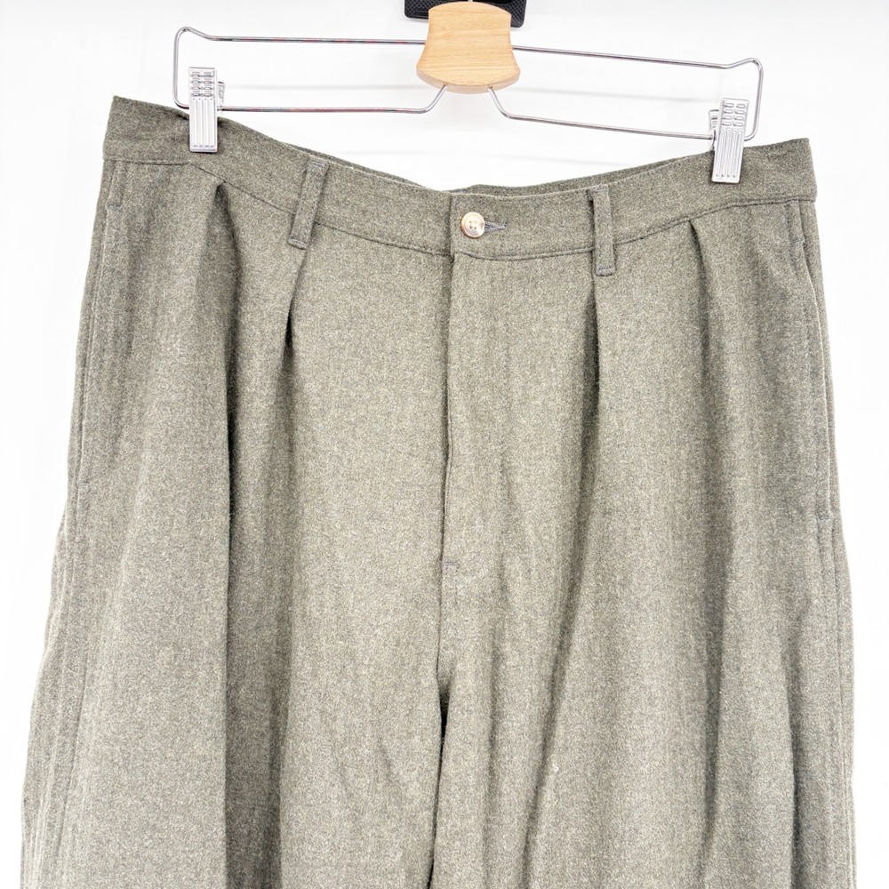 Denimist Womens Dark Olive Wool Blend Double Pleat Wide Leg Trouser Pants 30 - Picture 3 of 10